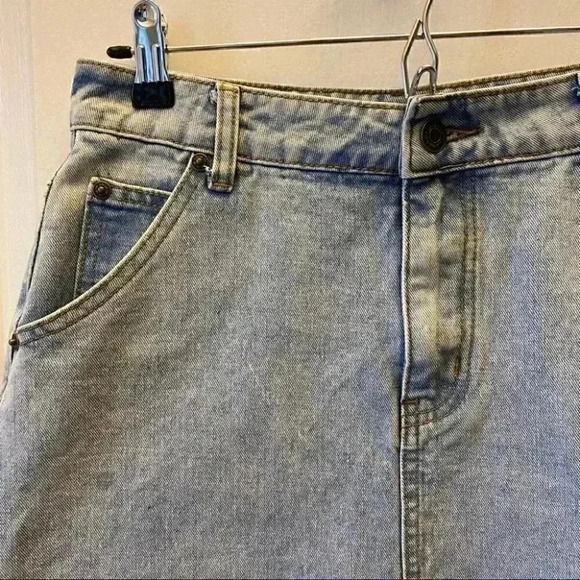Sadie & Sage Jean Skirt Mini A-Line Raw Hem Light Blue Denim Size  Small - Picture 5 of 15